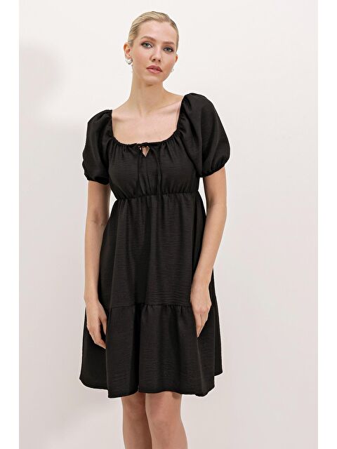Bigdart 2351 Kloş Poplin Elbise - A.Siyah - S000089476-14430