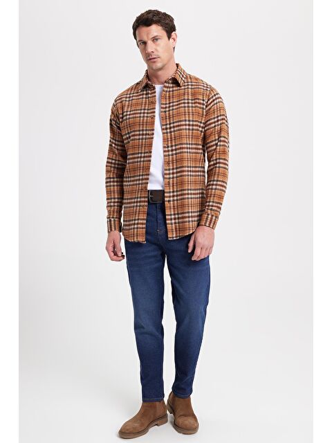 TUDORS Erkek Slim Fit Dar Kesim Kareli Kışlık Oduncu Gömlek - S000520326-19413