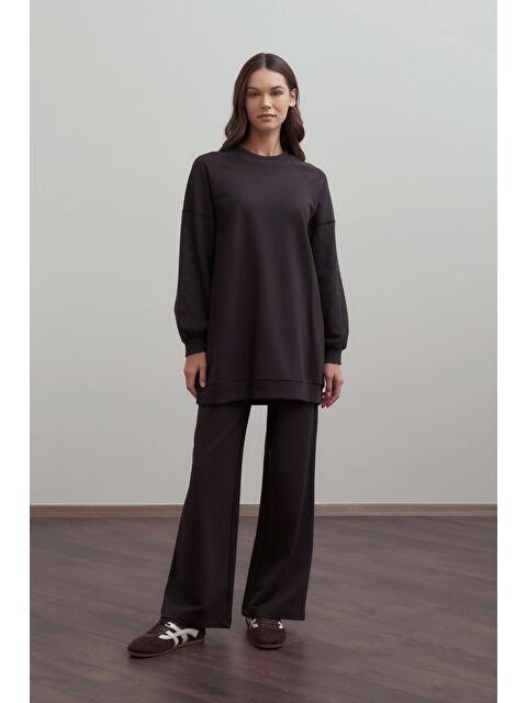 ALLDAY Acı Kahve-Pamuklu Dantel Garnili Eşofman Takımı - S000496687-19413