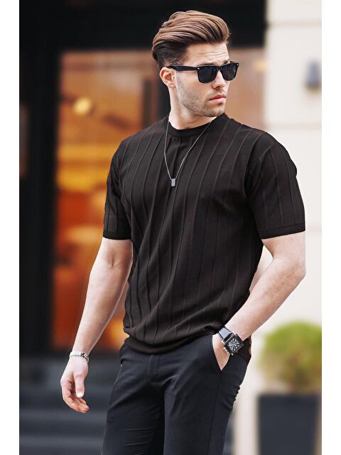 Madmext Erkek Siyah Tişört 5684 - S000016102-19351
