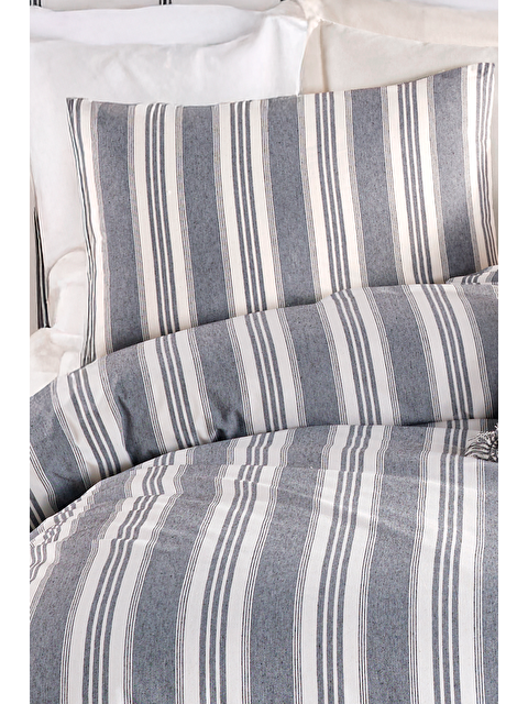 UPSTYLE Sport Çizgili Nevresim Takımı Tek Kişilik Soft Line Antrasit