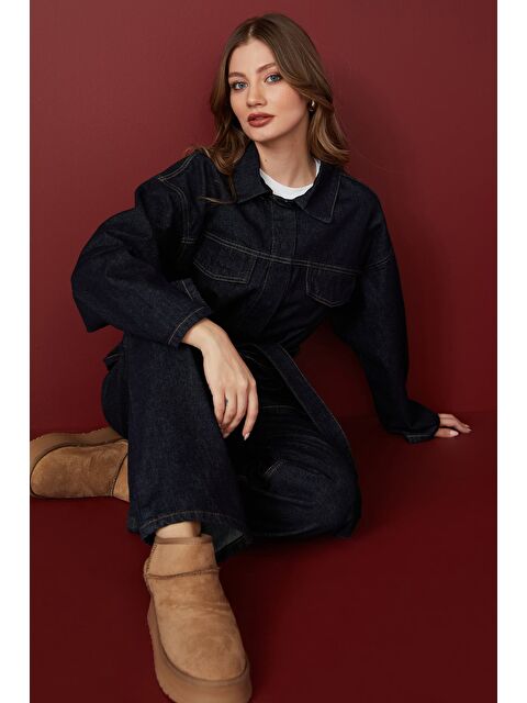 Fullamoda Beli Kuşaklı Çıtçıtlı Jean 2 Li Takım - S000496688-21164