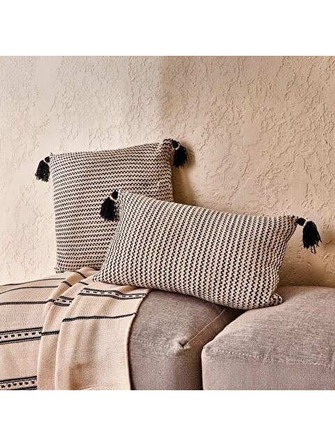 Evidea Soft Shiny Kırlent - Bej / Siyah - 30x50 cm - S000511980-37216