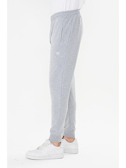 TRENDHILL Erkek Pamuklu Fermuarlı Cepli Eşofman Altı Gri Melanj 7819-G.M - S000522200-74