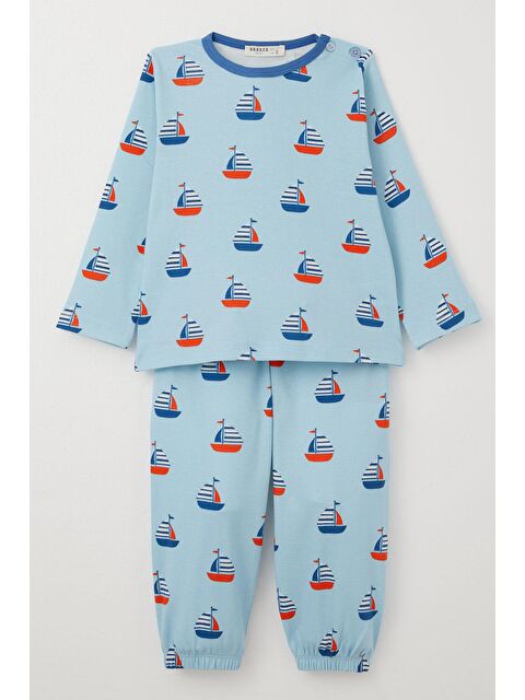 Breeze Erkek Çocuk Pijama Yelken Desenli Açık Mavi (1-2 Yaş) - S000355879-17437