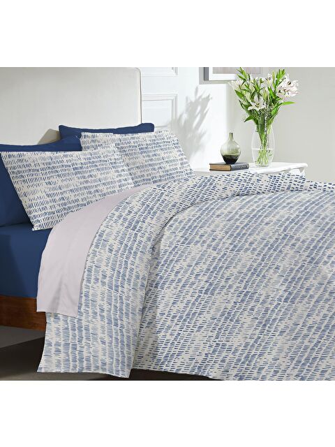 Evmila Modern Desen Baskılı Çift Kişilik 200x220 cm 2 Adet 50x70 cm Nevresim Takımı - Beyaz - S000130753-23173