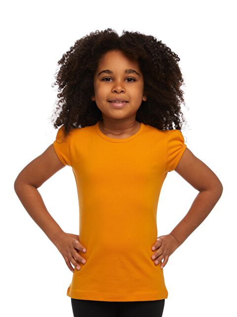 Lovetti Kadmium Sarı Kız Çocuk Kısa Kollu Basıc Tişört - S000053701-20067