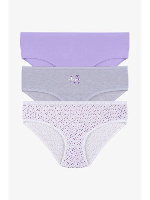 Koza İç Giyim Kadın 3'lü Desenli Pamuklu Yüksek Bel Bato - S000293012-37360