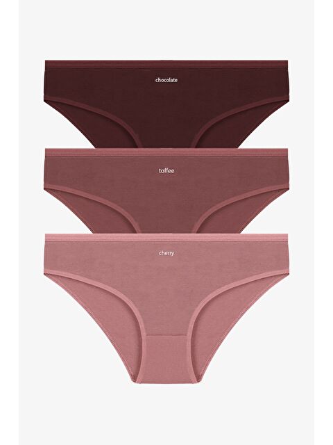 Koza İç Giyim Kadın 3'lü Desenli Pamuklu Yüksek Bel Bato