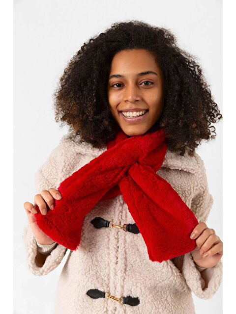 Remsa Kadın Pelüş Kaşkol Boyunluk Atkı RKB 01 Kırmızı - S000291817-20045