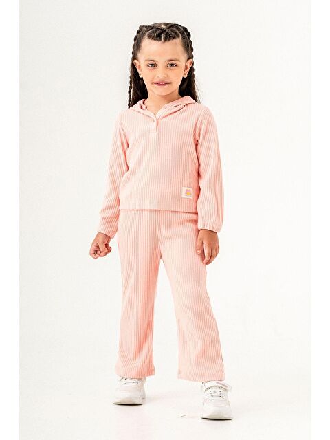 Magu Kız Çocuk Kaşkore Kapüşonlu Kışlık 3 İplik Pamuklu Sweatshirt Tayt Alt-Üst Takım - S000492109-20024