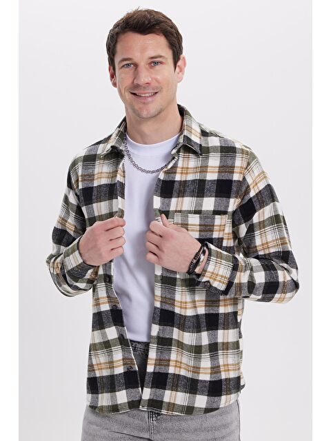 TUDORS Erkek Regular Fit Rahat Kesim Kışlık Kareli Oduncu Gömlek - S000520343-18547