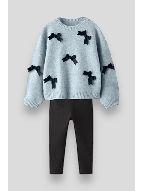 Magu Triko Fiyonk Detaylı Kazak Tayt Alt-Üst Takım Kız Çocuk - S000492113-20600