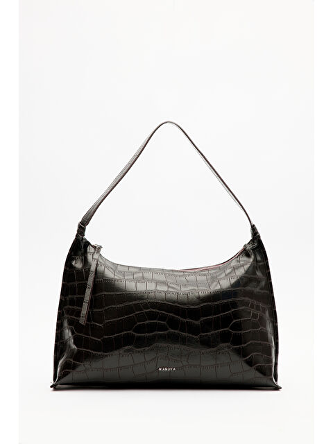 Manuka Timsah Deri Tote Çanta Kahverengi - S000487369-19413