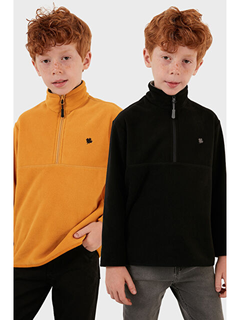 Lela Yumuşak Dokulu Fermuarlı Dik Yaka Şardonlu 2'li Paket Polar 5905002S2