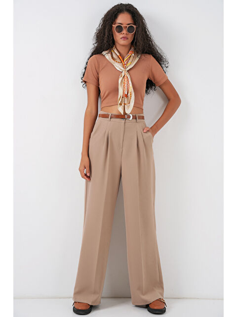 Bigdart Kadın Yüksek Bel Palazzo Pantolon 30051 - Bej - S000440229-19928