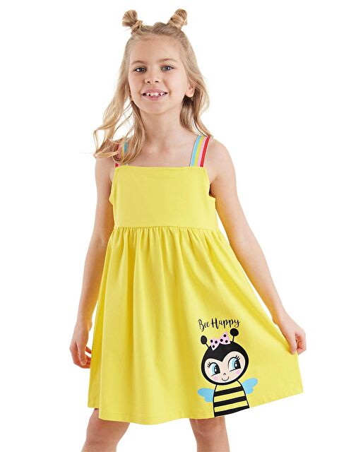Denokids Bee Happy Sarı Kız Çocuk Elbise - S000168081-20072