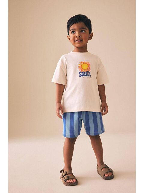 Monila Erkek Çocuk Pamuklu Bisiklet Yaka Baskılı T-Shirt Ve Şort Alt Üst Takım