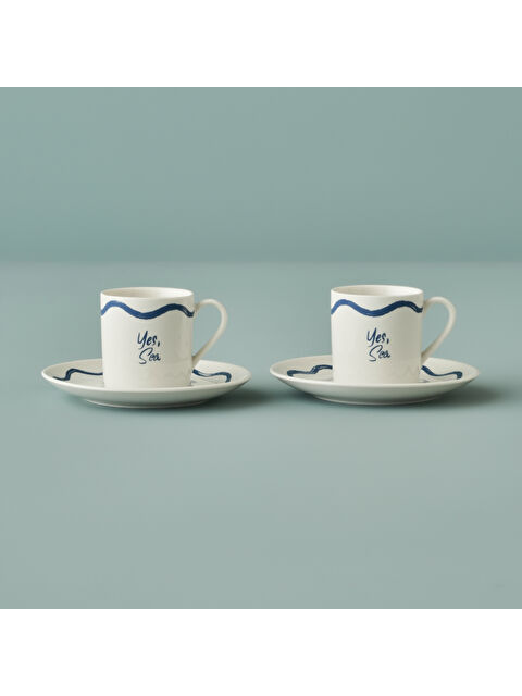 Bella Maison Marine Porselen 2'li Kahve Fincanı Seti Mavi (90 cc) - S000395701-17234