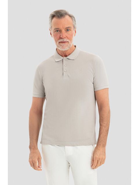 Sabri Özel Gri Regular Fit %100 Pamuklu Polo Yaka Tişört