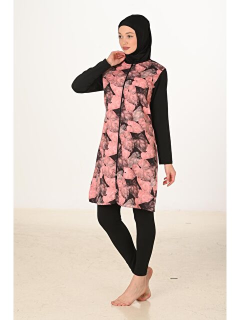 Fantasy Tam Kapalı Desenli Paraşüt Kumaş Tesettür Mayo 3446