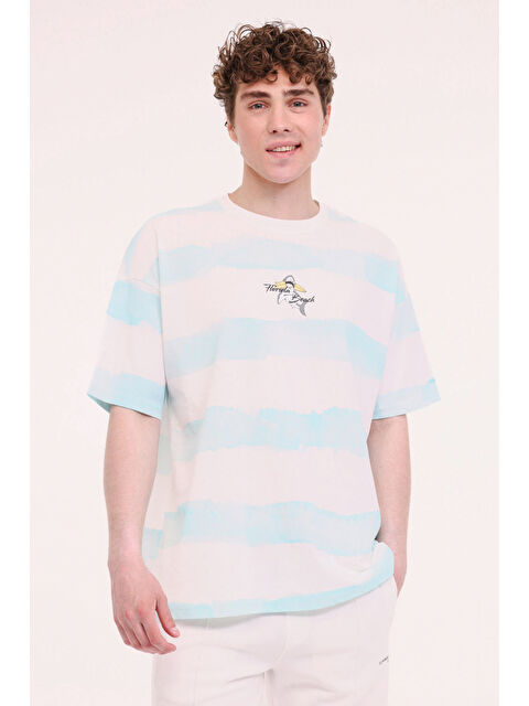 Lumberjack ML STRIPE 11HL110 5FX Turkuaz Erkek Kısa Kol T-Shirt - S000396624-37368