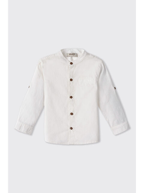 Panço Erkek Bebek Keten Beyaz Gömlek - S000516269-20063