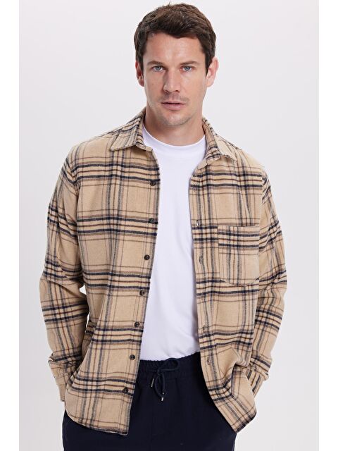 TUDORS Erkek Regular Fit Rahat Kesim Kışlık Kareli Oduncu Gömlek - S000520360-19928