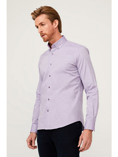 Kiğılı Uzun Kol Slim Fit Dar Kesim Pamuk %100 Pamuk Gömlek