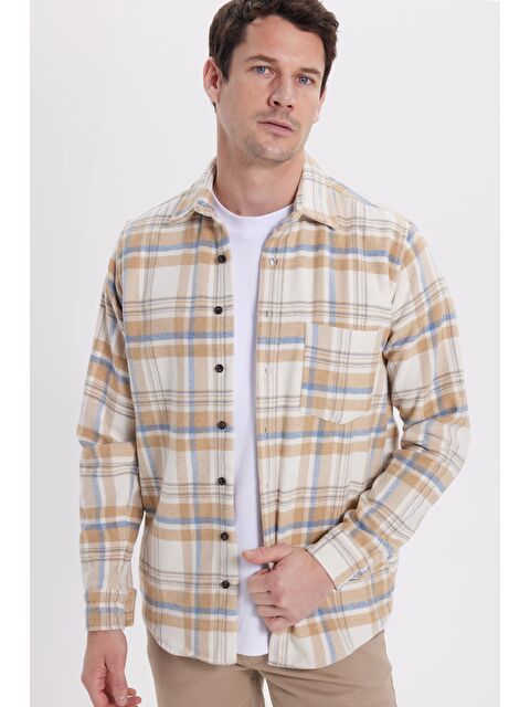 TUDORS Erkek Regular Fit Rahat Kesim Kışlık Kareli Oduncu Gömlek - S000520368-19965