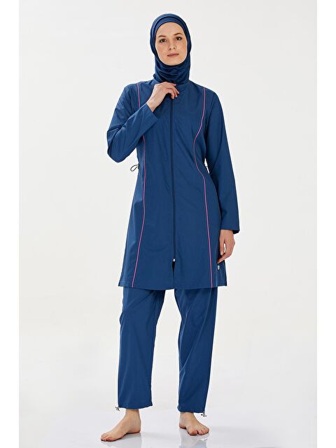 Rozamay Paraşüt Tam Kapalı Tesettür Mayo Beny 9075 Açık Lacivert - S000174238-19459