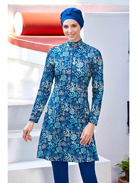 Rozamay Elastanlı Tam Kapalı Tesettür Mayo Estella 9223 Açık Lacivert - S000174245-21164