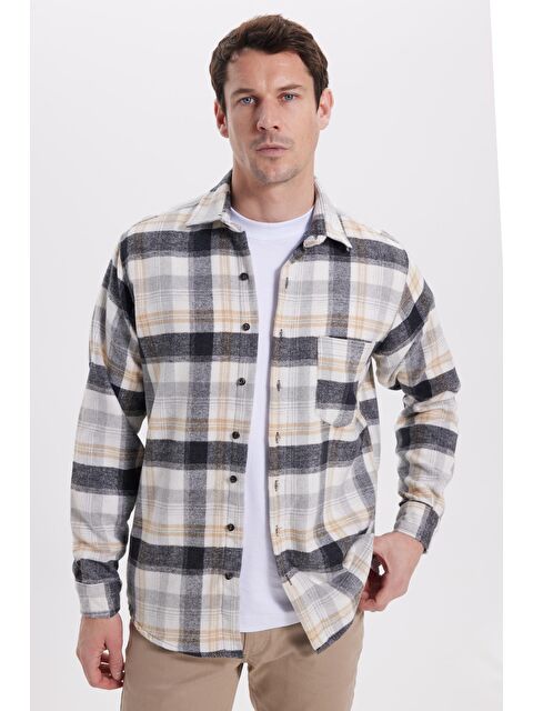 TUDORS Erkek Regular Fit Rahat Kesim Kışlık Kareli Oduncu Gömlek - S000520369-20600