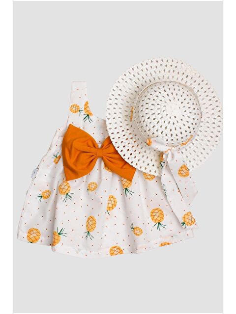 Chicsy Baby Şapkalı Büyük Ananas Desenli Kız Bebek Elbisesi