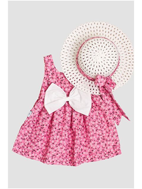 Chicsy Baby Çiçek Desenli Fiyonklu Kız Bebek Elbisesi