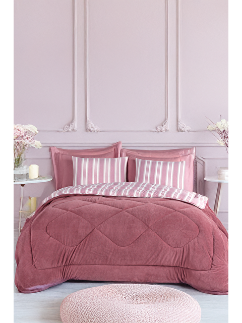 UPSTYLE Comfort Set Yeni Nesil Wellsoft Yorganlı 2 Parça Tek Kişilik Soft Line Bordo