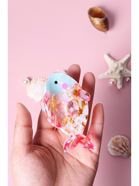 New Obsessions Renkli Balık Asetat Mandal Saç Tokası - S000529753-23173