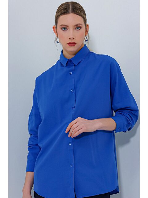 Bigdart 3900 Oversize Uzun Basic Gömlek - B.Mavi - S000081512-37213