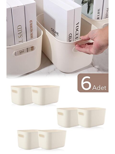 Meleni Home 6'lı Organizer Kutu Seti - 4 lt Çok Amaçlı Düzenleyici - Dekoratif Saklama Kutusu - S000113770-20063