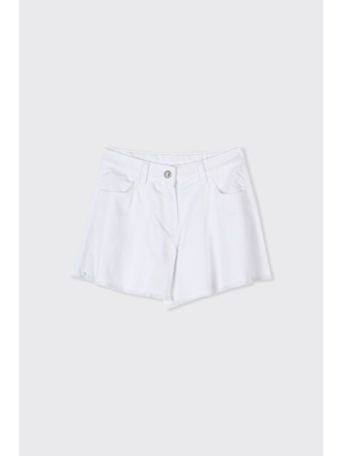 Panço Kız Çocuk Düğme Detaylı Beyaz Şort - S000516273-20063