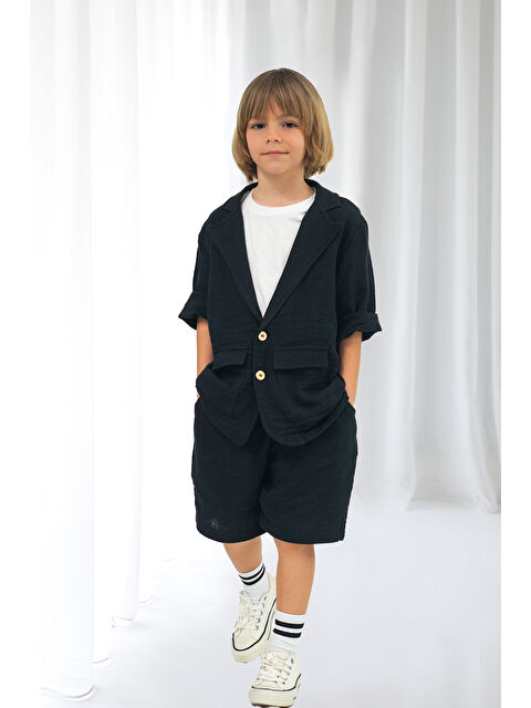 Catz Kids Siyah Müslin Ceket Şort Takım - S000380296-19351