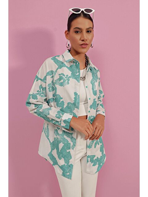 Bigdart 3900 Oversize Uzun Basic Gömlek - D. Mint - S000081512-37379