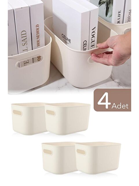 Meleni Home 4'lü Organizer Kutu Seti - 4 lt Çok Amaçlı Düzenleyici - Dekoratif Saklama Kutusu - S000113771-20063