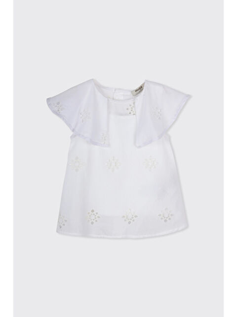 Panço Kız Çocuk Yaka Detaylı Fisto Beyaz Bluz - S000516276-20063