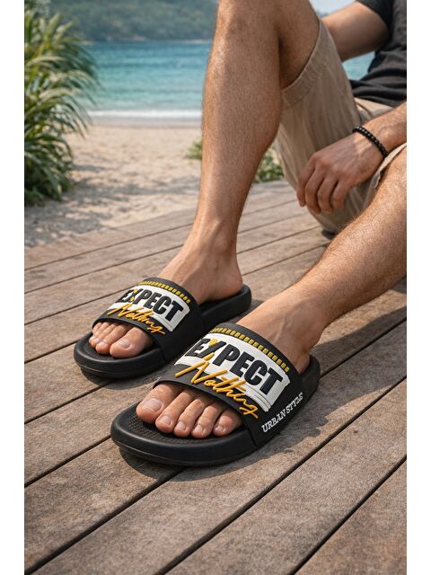 MODAFRATO EXPECT Erkek Terlik Deniz Plaj Havuz Terliği Banyo Bahçe Balkon Hastane Ev Terliği - S000512825-37446