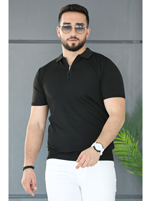 Mishar İtalia Polo Yaka Yarım Fermuarlı Elastanlı Erkek Tişört - S000302519-19351