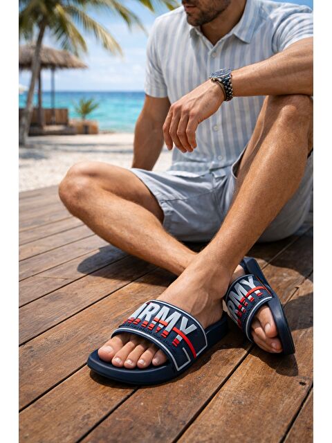 MODAFRATO ARMY Erkek Terlik Deniz Plaj Havuz Terliği Banyo Bahçe Balkon Hastane Ev Terliği - S000512826-21164