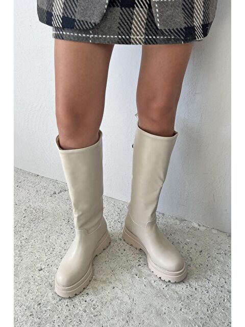 Straswans Lina  Kadın Kürk Detay  Deri Çizme Bej - S000512827-19928