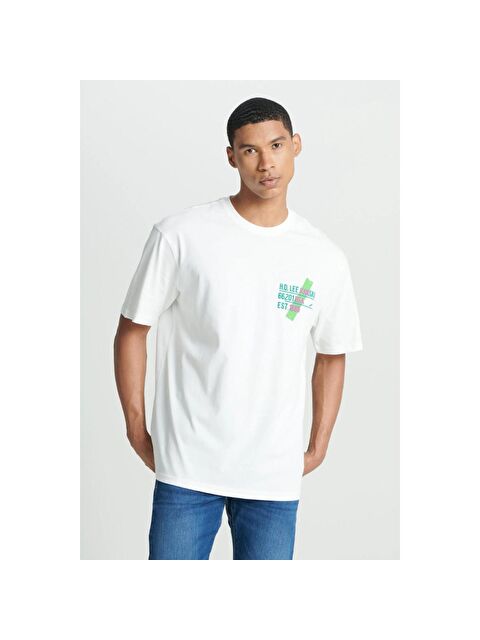 Lee Loose Fit Erkek Beyaz Yuvarlak Yaka Spor Tişört