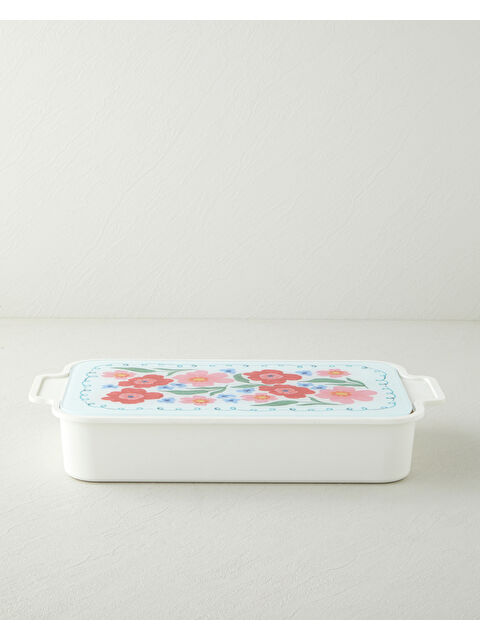 English Home Bright Floral Melamin 6'lı Cam Kapaklı Kahvaltılık 39x21 cm Renkli - S000502041-19928